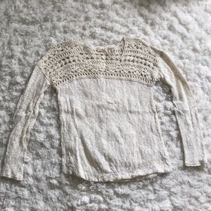 Anthropologie Long Sleeve Crochet Top